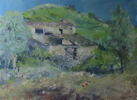 Diane Williams, oil on canvas, Spanish farmhouse in a landscape, signed, 45 x 60cm